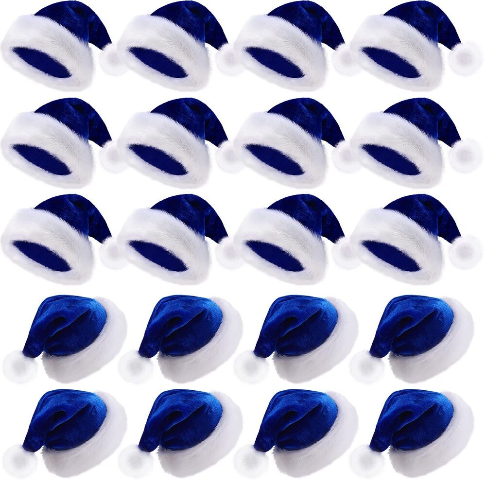 5289 20 Pcs Santa Hats Bulk Plush Christmas Hats for Adults Holiday Party